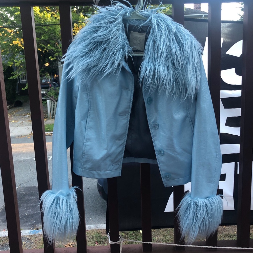 Urban Outfitters mia blue pleather jacket